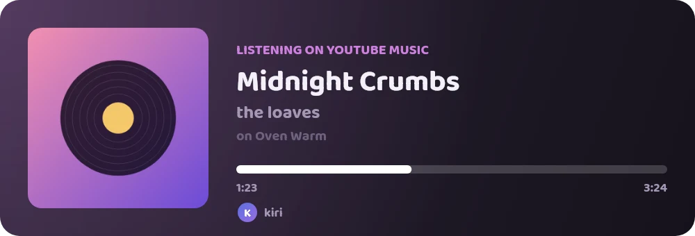 kiri listening to a song on YouTube Music with a progress bar